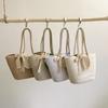 Elegant Woven Tote Bag Trendy Bucket Shape Handbag For Beach Or Vacation Use