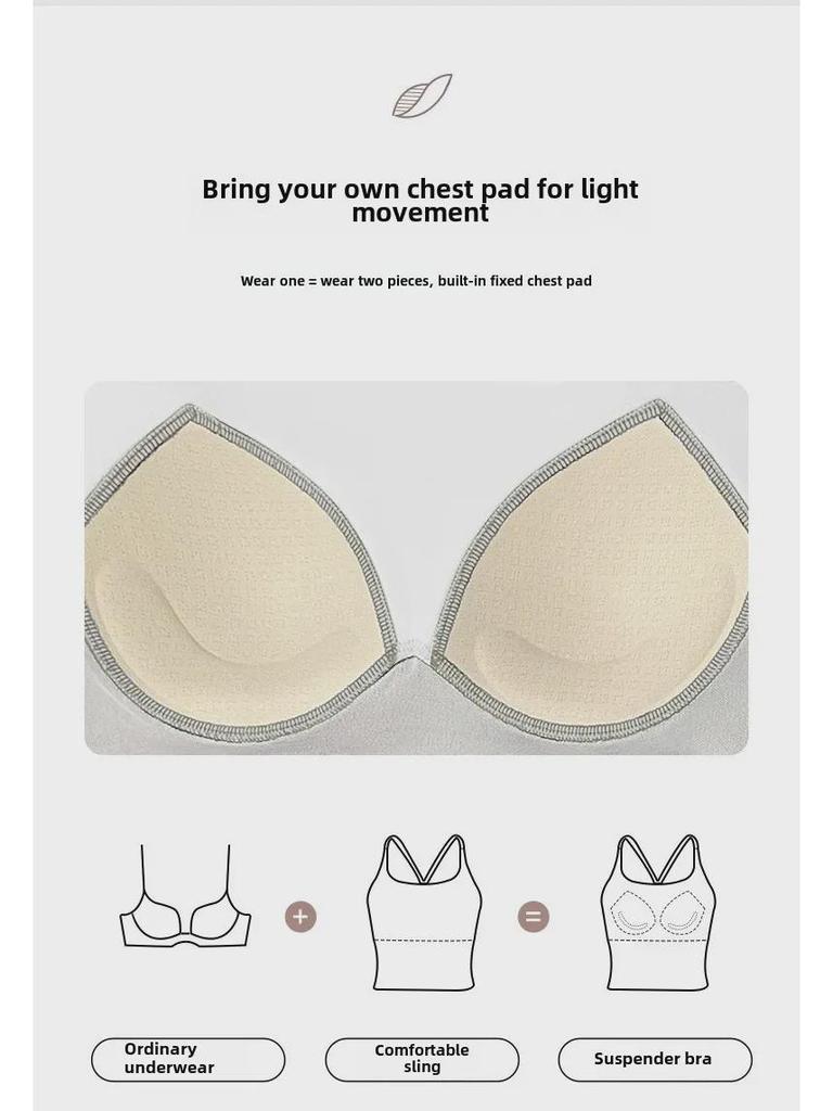 Women's Thin Strap Sports Bra with Chest Pad - Yoga and Fitness Vest Top