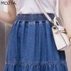 Gonna di jeans all'anca con gonna a media lunghezza per torta a vita alta casual primavera estate taglie forti