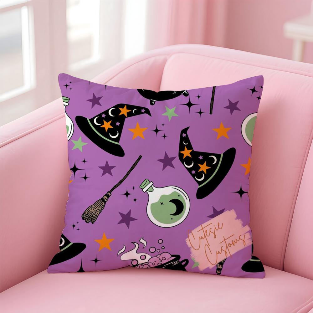 

Halloween witch hat skull Cushion Cover Premium Comfort Reversible Pillow Cove -Two in One Design for Any Room & Car Interior 30cmx30cm