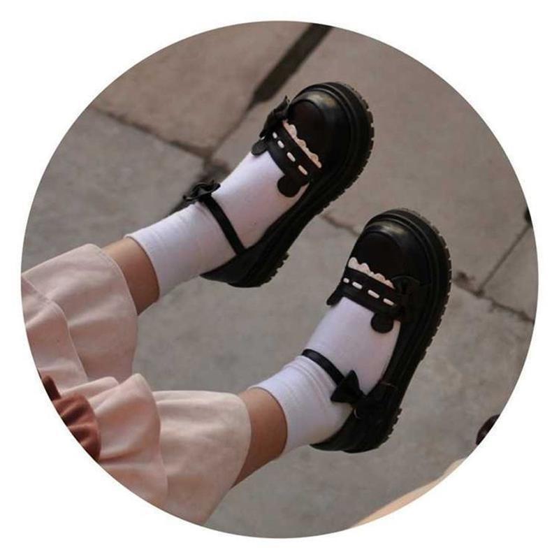 British Style Lolita Shoes Bow Round Head Japanese Mary Jane Lolita Flat Women's Shoes Retro Jk Single Shoes