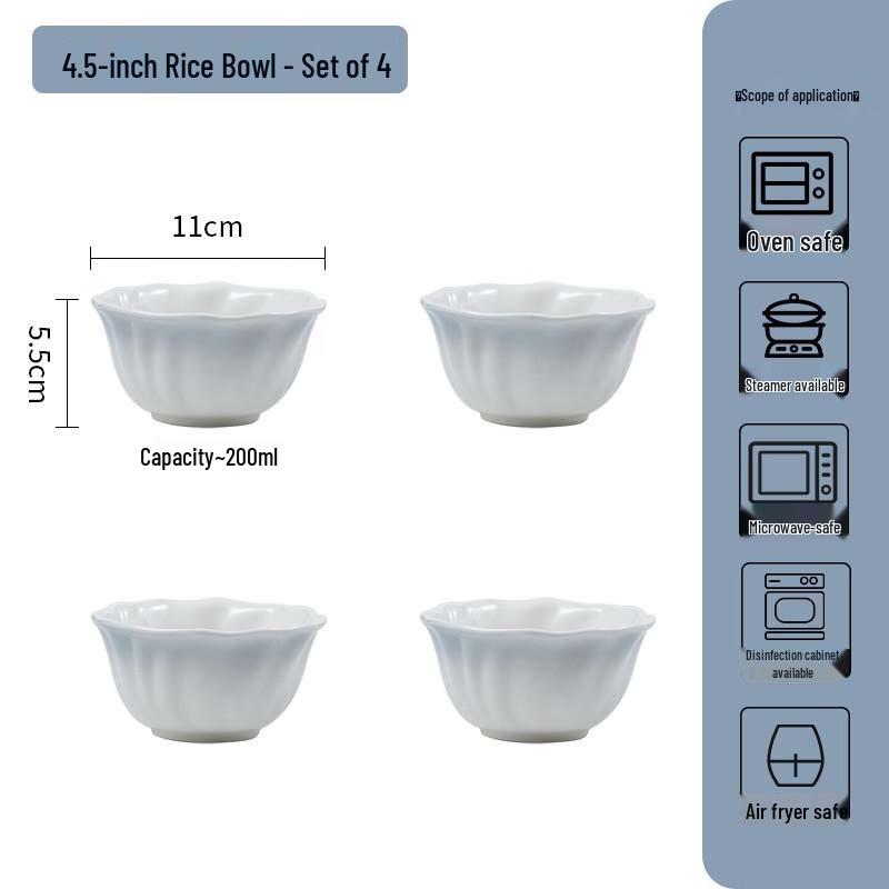 WA Gradient Blue Ceramic Lace-Edge Bowl Set