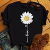 New Fashion Women Black T Shirt Friends Gift Flower Love Print Cute Tee Shirt Female Harajuku Tops Woman Short Sleeve T -Shirts