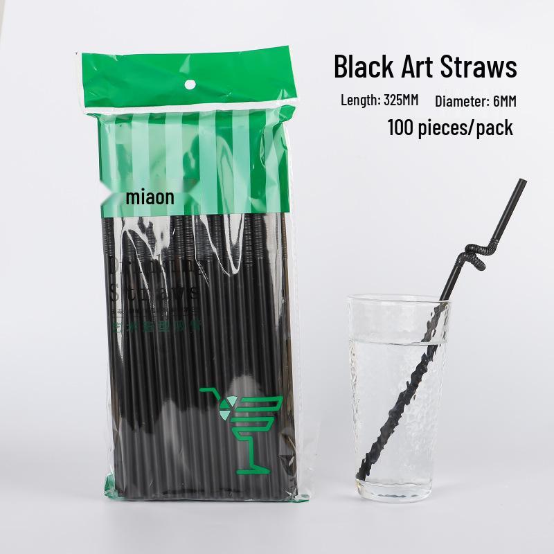 Colored Bendable Plastic Straws: Creative Black Transparent Art Straws for Drinks & Juice