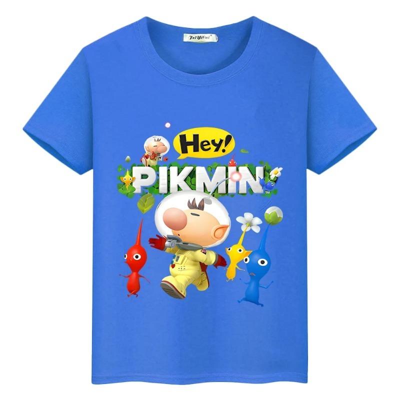 Pikmin Cartoon Printed Pure Cotton Casual Short Sleeved T-shirt for Boys and Girls