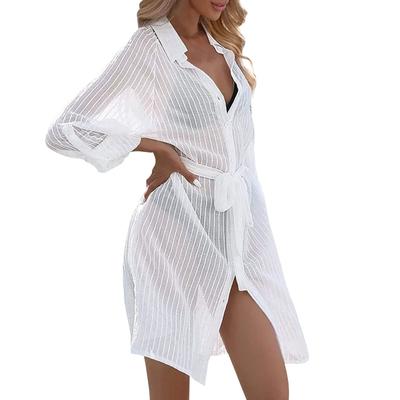 Women's Long Shirt Loose Long Sleeved Smock Beach Vacation Sunscreen Cardigan
