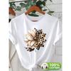 European Size Women's White T-Shirt - Soft Breathable Everyday Tee with Beige, Relaxed Fit Round Neck Top for Casual Outfits