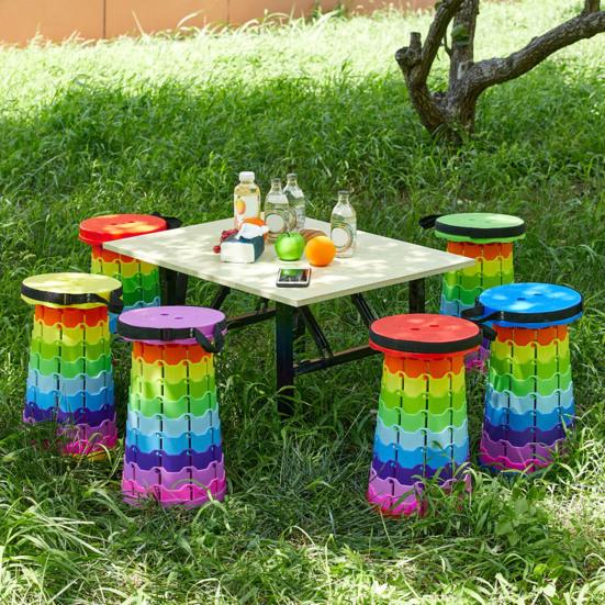 Yousheng Retractable Stool with Carrying Handle Portable Height Adjustable Lightweight Heavy Duty Outdoor Camping Picnic Fishing Telescoping Folding