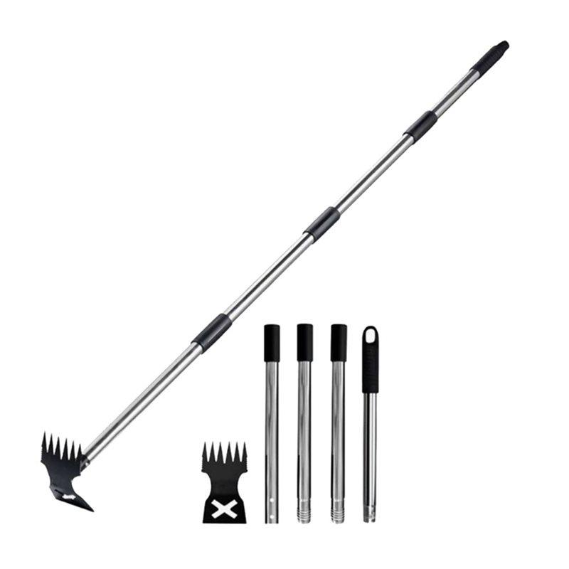 A25F-Dual Side Hand Weeding Tool- Gardening Set 60 Long Handle Weed Puller Tool, Weeding Tools Garden Weeder With Hoe And Rake