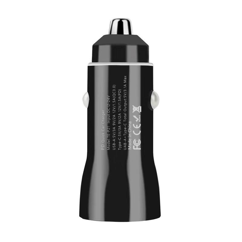 Dual Port USB-C Car Charger for Fast Charging - Compatible with Apple Devices