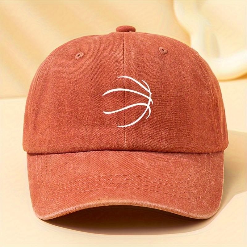 Line Basketball Print Baseball Cap Washed Curved Brim Hat Fashionable and Versatile Hip-hop Hat for Men and Women