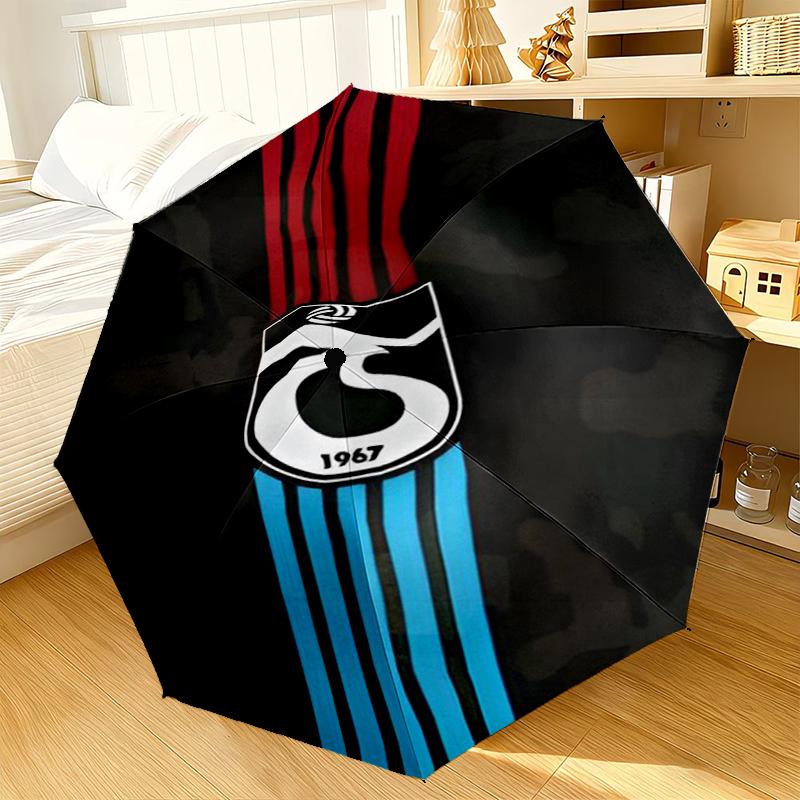 Turkish Football Club Emblem Automatic Folding Umbrella - 8-Rib Travel Umbrella with Auto Portable Case, Ideal Gift for Birthdays