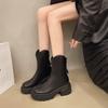 New Women's Shoes: Round Toe, Thick Heel, Thick-soled Boots, Zipper Slimming Boots, and Short Boots