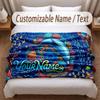 Fish Ocean Theme Soft Blanket Personalized Custom Name Text Print Warm Blanket Home Sofa Bedroom Decor