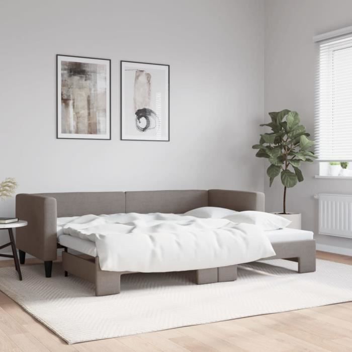 VidaXL Daybed with Trundle Taupe 80x200 Cm Fabric 3196576