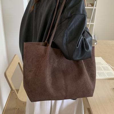 Retro Large-capacity Suede Bag Women's 2025 Autumn New Commuter Shoulder Bag Casual Versatile Tote Bag