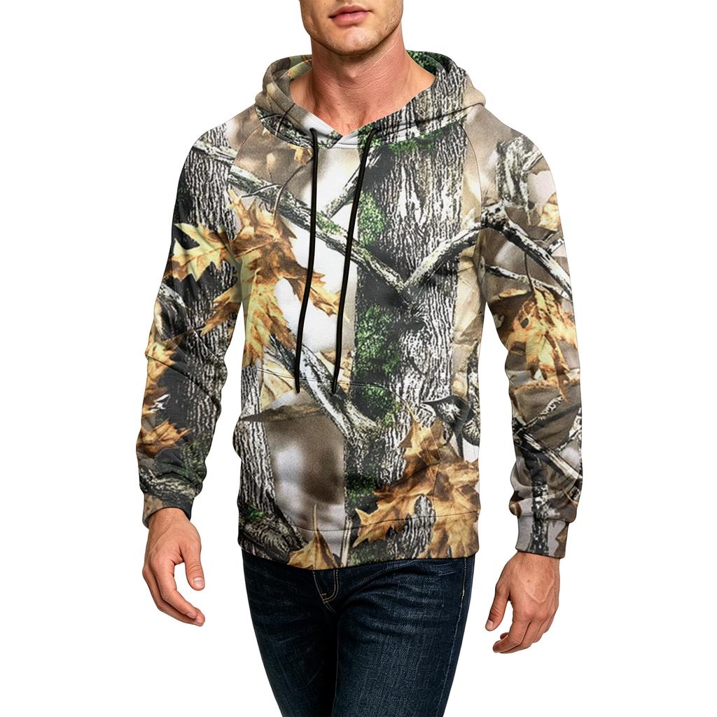 Men's Printed Loose Fit Hoodie with Pocket and Drawstring Casual Sweatshirt