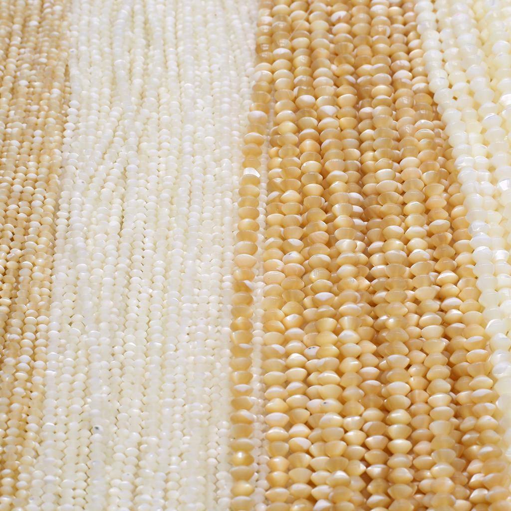 1String, White Yellow Natural Shell Beads for Jewelry Making DIY Necklaces, Bracelets Anklets Accessory, Unique Gifts for Halloween, Christmas 38cm