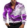 Men's Gradient Waves Marble Shirt Dress Shirt Long Sleeve Fashion Casual Summer Spring Fall Turndown Button Up Shirts
