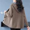 Sweater Coat for Women Cotton Knit Loose Thickened Sweater Hooded Tops Casual Oversize Cardigan Jacket