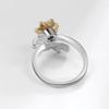 Adjustable Rhinestone Sunflower Spinner Ring Minimalist Forest Double Hand Hug Design Band For Women