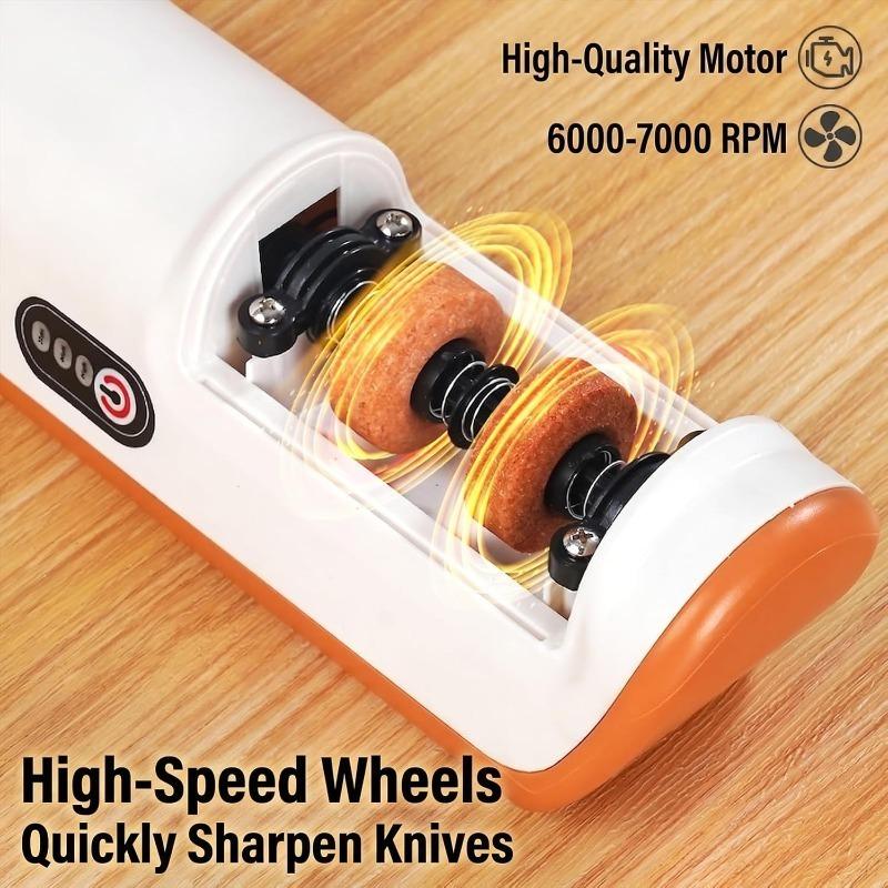 Electric Knife Sharpener,2026 New Automatic Kitchen Knife Sharpener with Safe Enclosed Sharpening Slots,Non-Slip Base,3-Speed 4-Stage System,(A3)