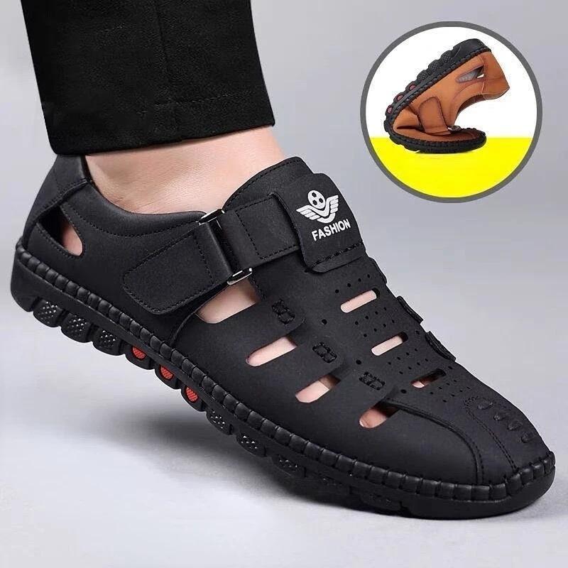 Men's Sandals Summer Hollow Out Breathable Casual Shoes 2024new Leather Sandals for Men Outdoor Non-slip Beach Sandals Moccasin