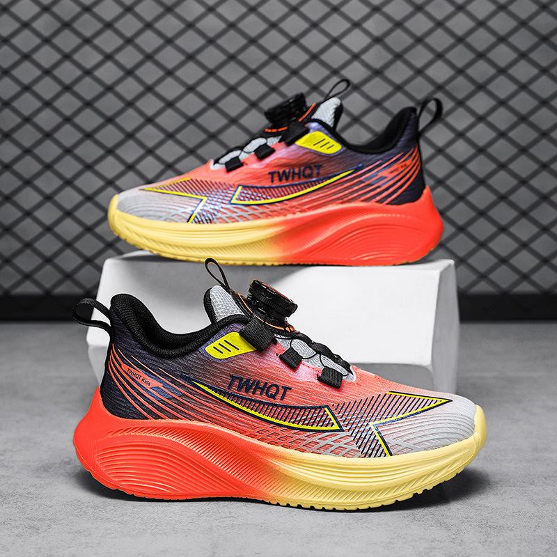Boys and Girls Sports Running Shoes, Male and Female Classmates, Spring Breathable Mesh Rotating Buckle, Fashionable, Lightweight and Non-slip