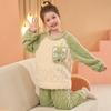 Girls Winter Coral Fleece Pajama Set Thick Warm Sleepwear Ages 8 Cartoon Animal Print Home Outfit