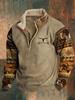 Men's 3D Print Half-Zip Long Sleeve Hoodie Jacket