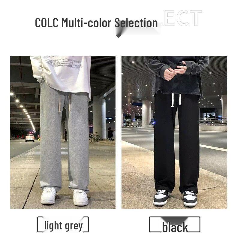Men's Plus Size Corduroy Wide-Leg Pants, Loose Fit, Casual Streetwear for Spring & Autumn