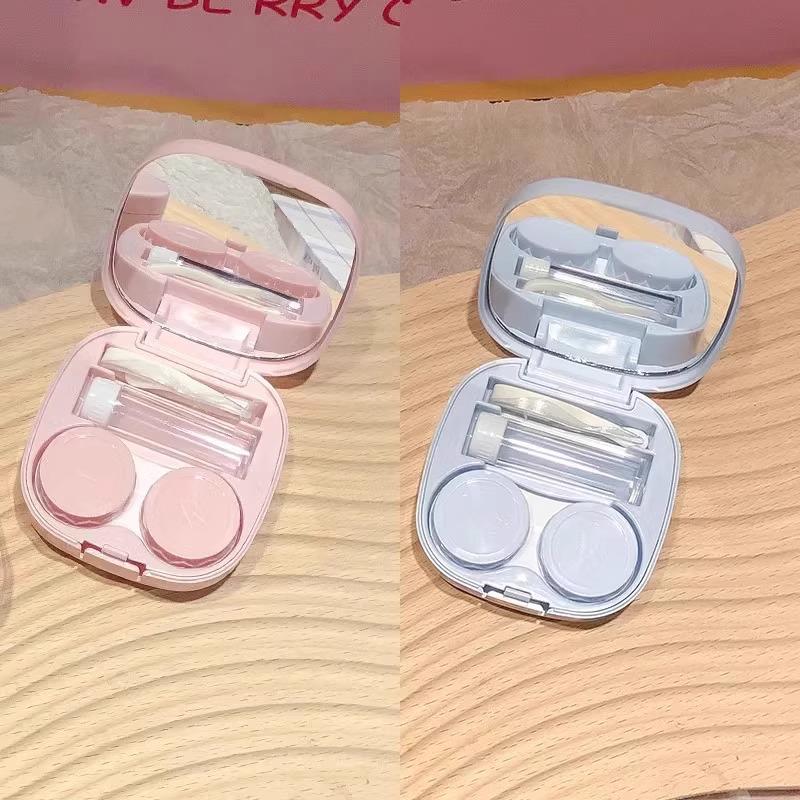 Invisible Contact Lens Case with Mirror: Small, Leak-Proof, Double-Compartment Storage