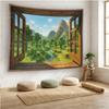 Pixel Window Landscape Tapestry Game Room Wall Art for Home Bedroom Decor