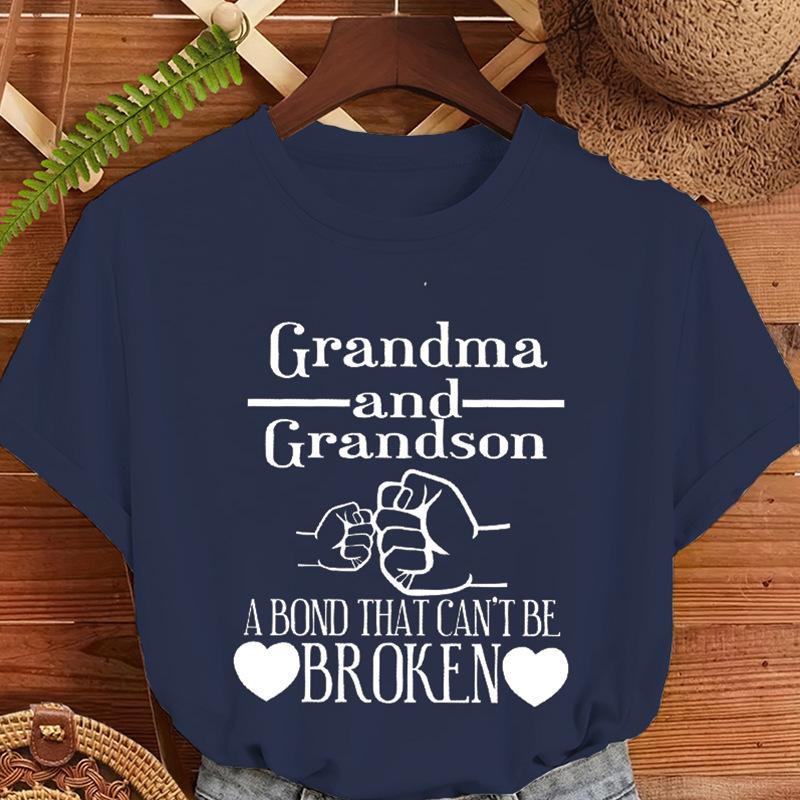 

New Women T Shirt Pullover Oversize Grandma and Grandson A Bond That Cant Be Broken Printed TShirt Casual Short Sleeve TShirt 4XL