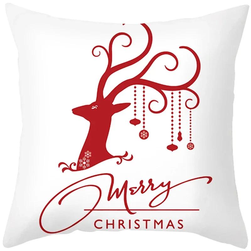 Weihnachtsrot Dekorationsmuster bedruckte Kissenhülle für Wohnzimmer Sofa Dekoration Kissenbezug