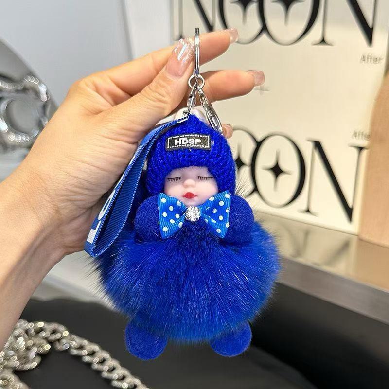 

Брелок для спящей куклы из натурального меха лисы