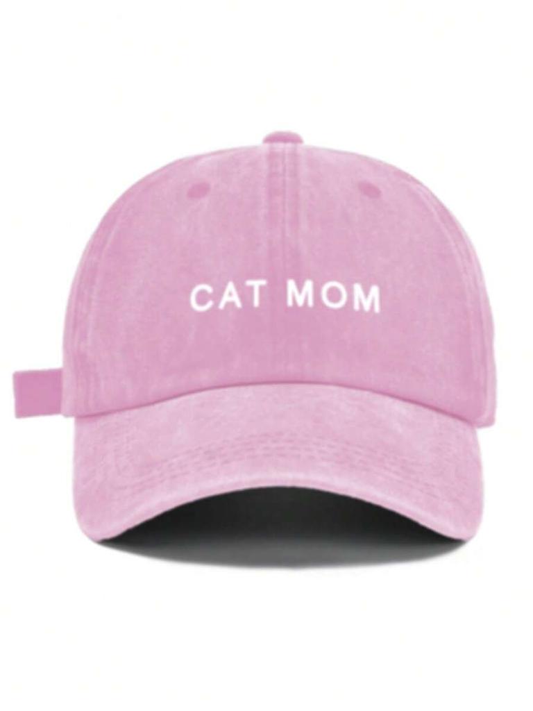 Pink Cat Mom Printed Baseball Cap Casual Adjustable Dad Hat For Outdoor Sports