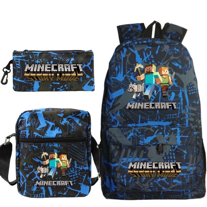 Game Merchandise Print Fashion Children'S Backpack Student Schoolbag Stationery Bag Messenger Bag Three-Piece Set