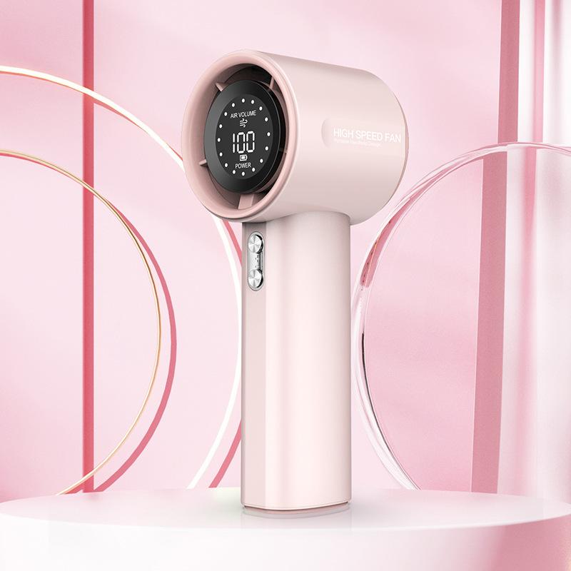 S001 High-Speed Mini Handheld Fan Brushless Motor 100-Speed Stepless Digital Display 2000-4000mAh Portable Outdoor Use Summer