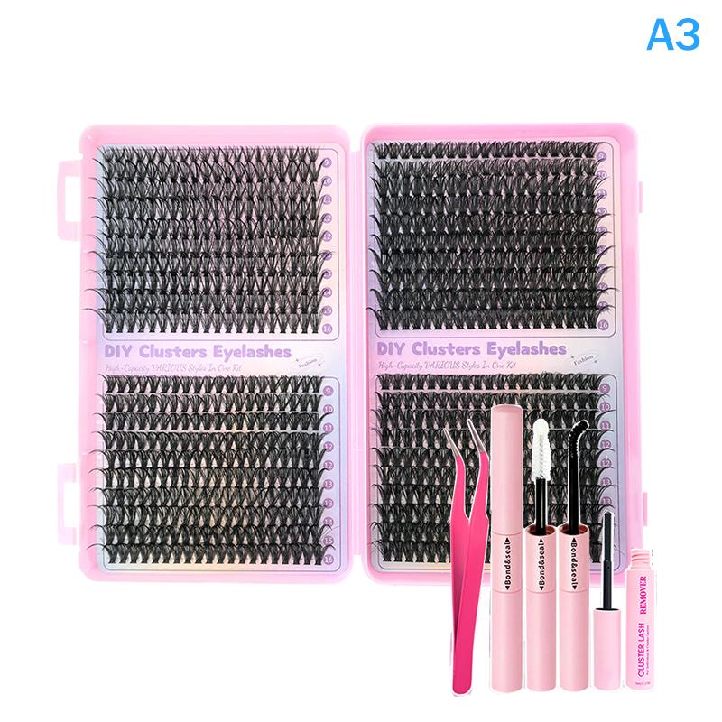 Lashes Cluster Diy Lash Extension Mixed Tray Clusters Eyelashes Fluffy Individual Lashes With Lash Bond And Seal And Tweezers