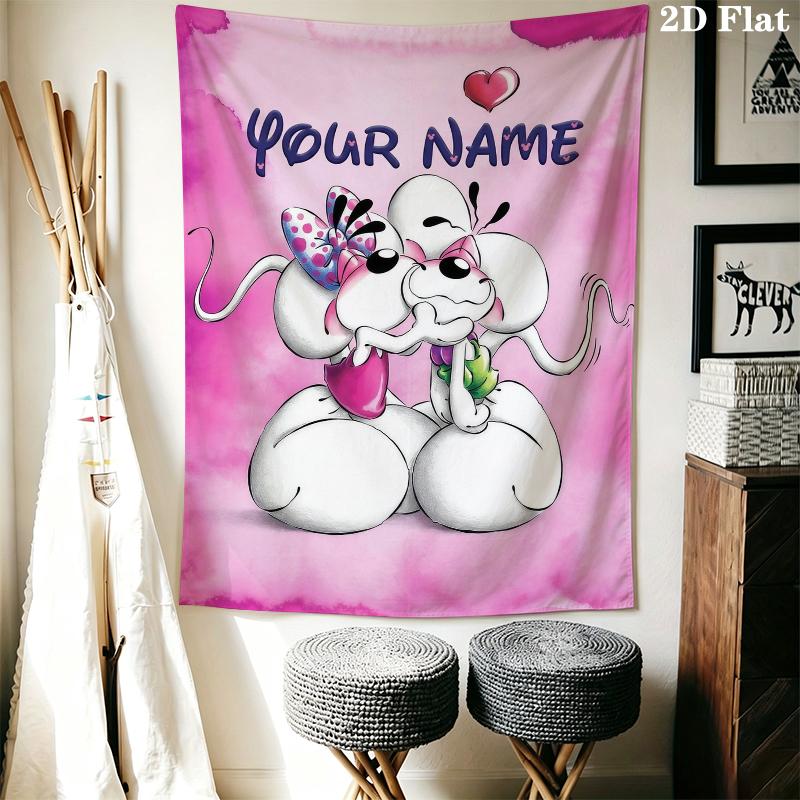 Custom Name diddl Wall Tapestry Aesthetic Wall Hanging Printed Fabric Blanket Decorative Tapestries for Bedroom Living Room Home Decor