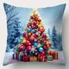 2D, 4 Pillow Covers, Modern Style, Zipper Closure, Festive Ball And Tree Design, Living Room Sofa Decoration, Sizes 14, 16, 18, 20Inch (Without Pillow