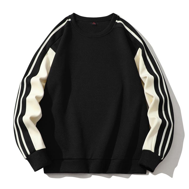 

Мужская толстовка с круглым вырезом и тремя молниями, универсальная и свободная базовая рубашка для весны с дополнительным весом L