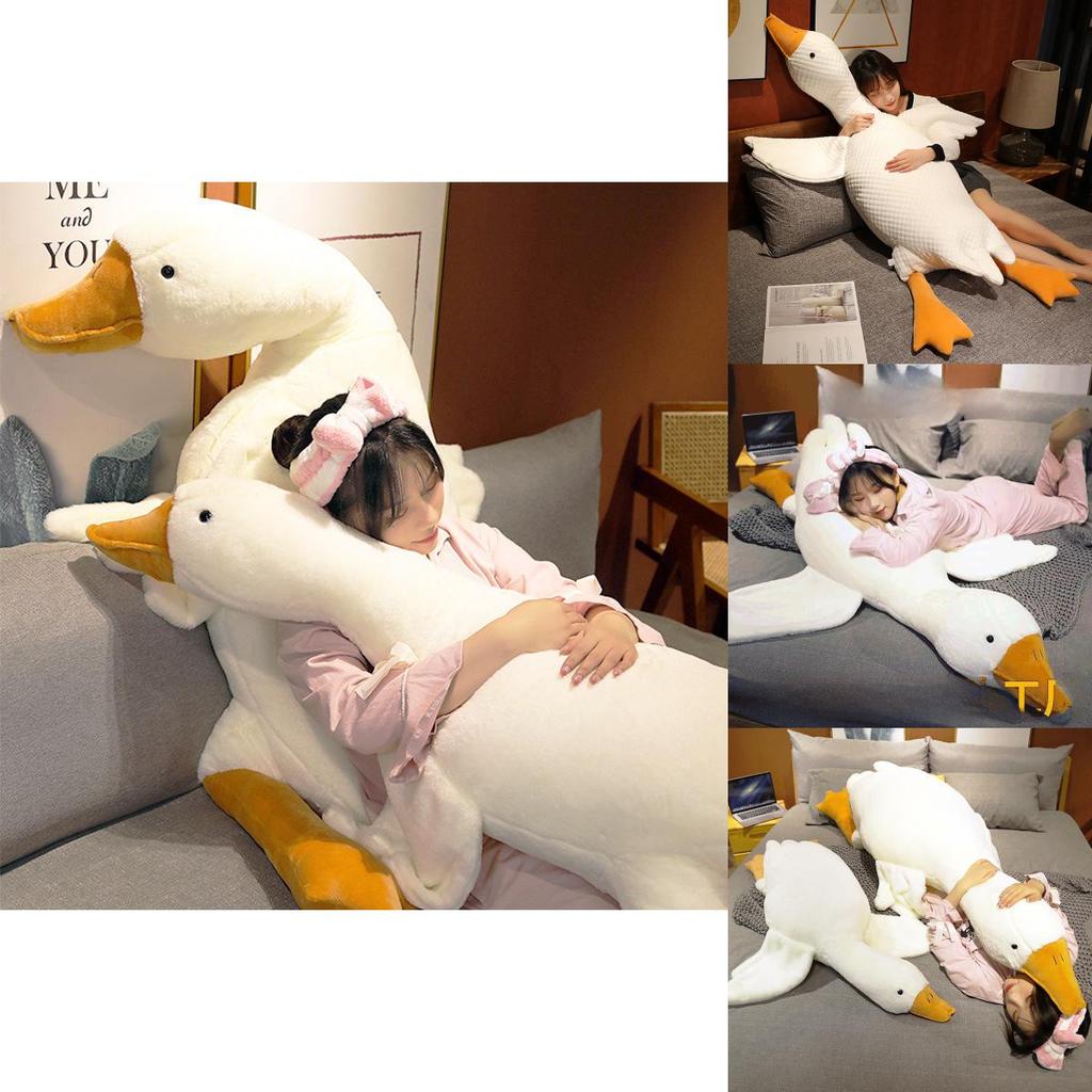 Adorable Large White Goose Plush Pillow Soft And Cuddly With Cozy Filling For Bedroom