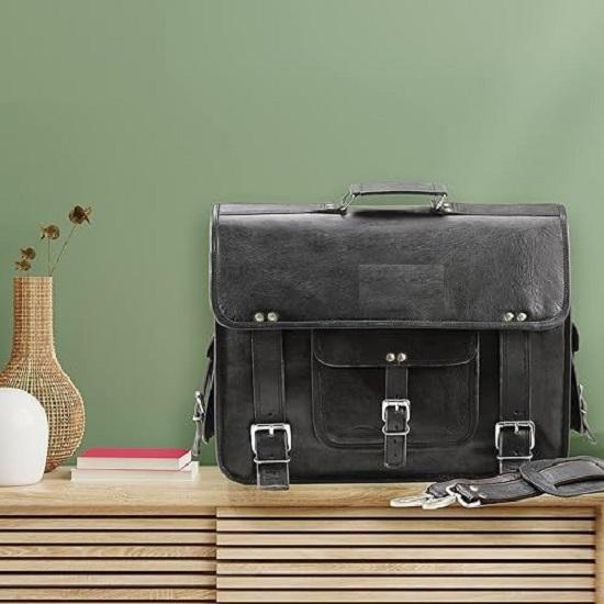 Черные кожаные сумки-мессенджеры ручной работы для мужчин и женщин — фото 3