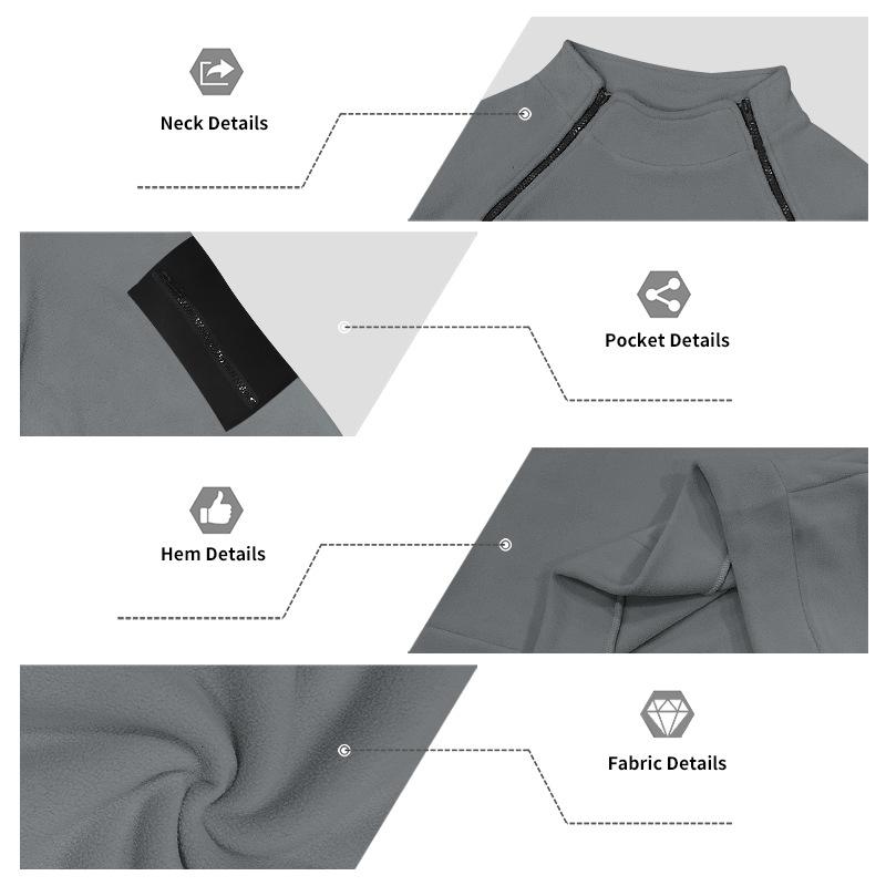European and American Heavyweight Autumn and Winter Outdoor Men's Hiking Casual Loose Stand Collar Fleece Double Zipper Warm Hoodie