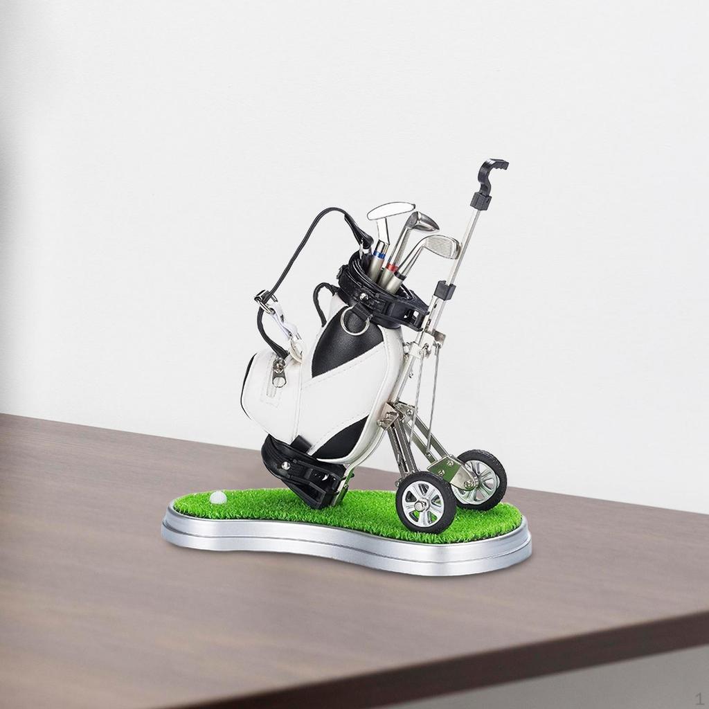 Golf Bag Miniature Pen Holder Souvenir 20x12x20cm Decorative Desk Toy for Home Office Book