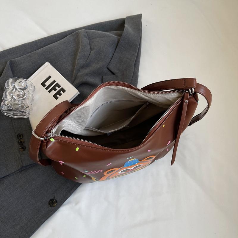 Women's Backpack Cartoon Print Shoulder Bag Large Capacity Commuter Multi-Function Crossbody Bag