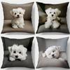 4-Piece 2D Printed Pillowcase Set – Cute White Puppy Designs