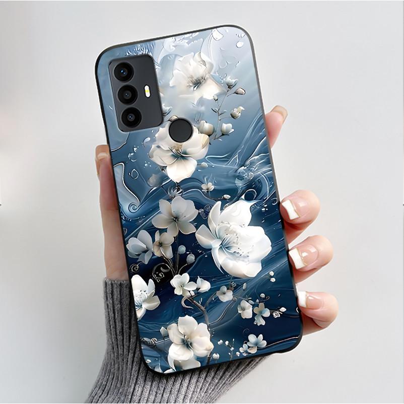 For TCL 30 SE 30E 306 305 Case 6165D 6102H 6102A 6102D Phone Cover Fashion Butterfly Flowers Black Soft Silicone Casing Bumper